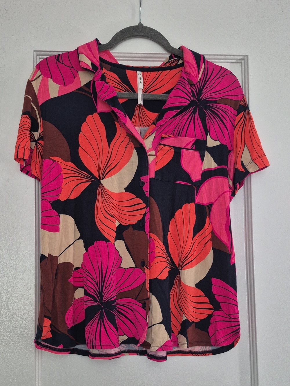 Soma Cool NightsShort-Sleeve Notch Collar Pajama Top